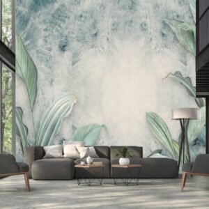 Banana leaves on concrete background